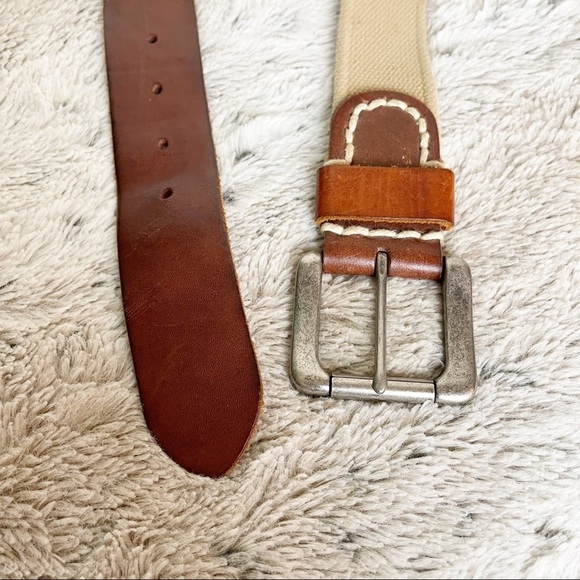 Leather and Fabric Belt tan and brown M/L 34 - Picture 5 of 8
